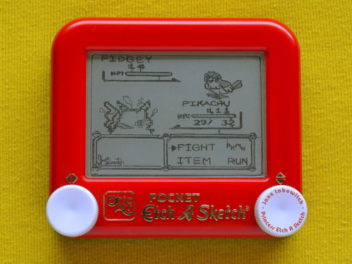 retrogamingblog:Nintendo Etch-a-Sketch Art made by Jane Labowitch Thanks so much for the shout-out a