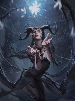 fantasy-art-engine:Black Sorceress by Li