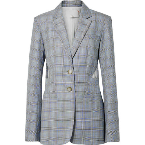 Tibi Cooper oversized cutout Prince of Wales checked wool and silk-blend blazer ❤ liked on Polyvore 