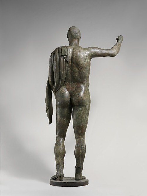 ancientpeoples:Bronze statue of emperor Trebonianus Gallus He is shown naked, this was to emphasis h