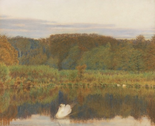 Abinger Mill-Pond, Surrey - Morning in Late Autumn by George Price Boyce, 1866-1867
