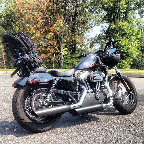 Ridin my side bitch to work ✊. #harley #harleydavidson #48 #blackonblackonblack