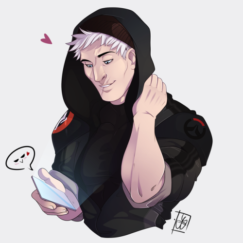 realmofthistle:  Happy   Valentine Day guys! Someone doing really derpy things when his grumpy Reaper is on mission - solo. </3 But hey, there’s always a video chat, yeah? With all my heart Reaper76. Mi Luna… - Harriet. 