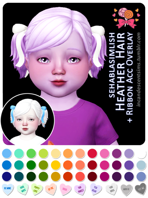 incandescentsims: Candy Shoppe Collection Recolours @sehablasimlish’s Heather Hair recoloured 