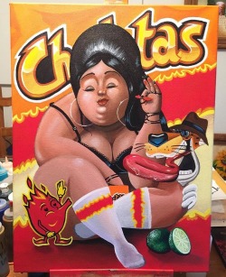 browneyedchula:  onthatslither:  Just came across this 🔥🔥🔥 ass acrylic painting done by @mykerios  If this ain’t me…. literally live by hot cheetos and will die by hot cheetos 