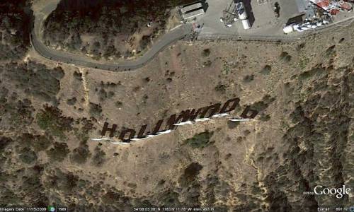 Hollywood sign viewed from above