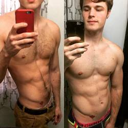 pleasetrysomethingelse:  2015 condensed into two photos. January 1st and December 31st. I’m very happy with my gym progress this year, and I can’t wait to see what 2016 has to offer me! bigger and better! More gym. More fitness!               #me