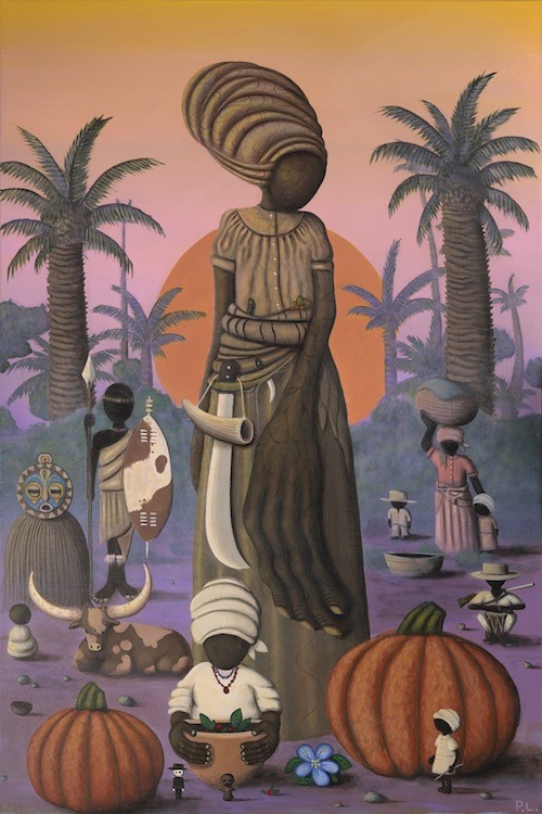 paullewinart:Nanny and the Pumpkin SeedsThis piece was inspired by the Jamaican Folktale of “Queen N