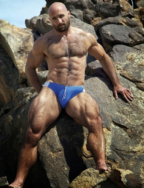 Hairy chest, legs,Beard and Mustache.