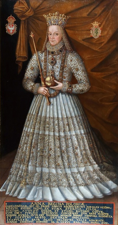 Portrait of Anna Jagiellonka, Queen of Poland in her coronation robes by Martin Kober, 1576