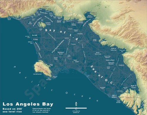 A cartographer has been working to make maps of how cities would look if they were subjected to the 