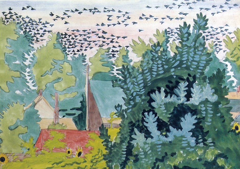 patternbase:  Charles Burchfield, Flight of Blackbirds at Dawn, 1916