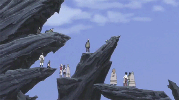 uchihasavior:  Here, have a short gif of Naruto tossing himself off a cliff in embarrassment