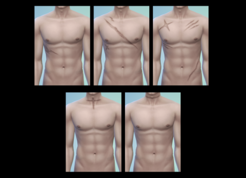 CHEST SCAR_1Maxis MatchBase GameNew MeshTeen, Adult, Elderfound in Tattoo-Lower(Front), Leg(Left),&n