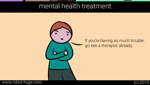 robothugscomic:New comic! (link)Finding good mental health help is already really challenging when y