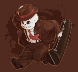 theslowesthnery:  “chill, officer, it’s just a trombone, honest” someone somewhere commented on one of my suit!sans pics that he looked like a little mafioso, so here’s a little mobster sans! lugging around his trombone case, making the police