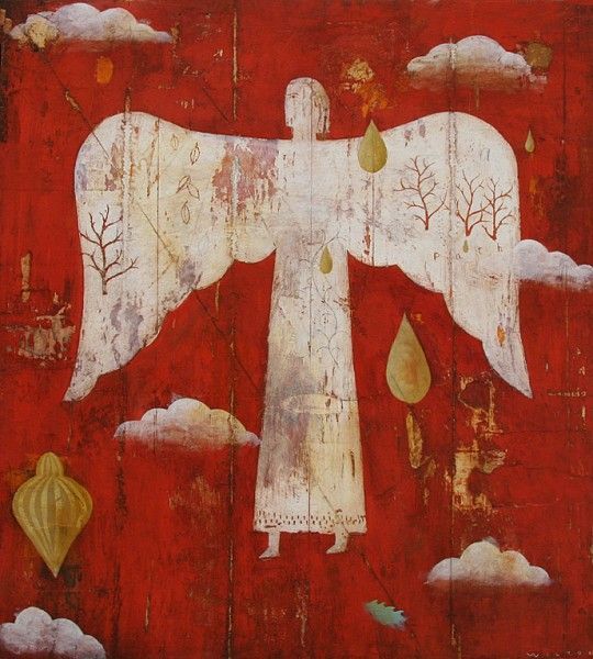 carnetimaginaire: Nicholas Wilton, Tree Angel (oil and mixed media on panel, 36x40)