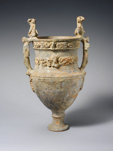met-greekroman-art:Terracotta volute-krater (bowl for mixing wine and water) by Bolsena Group, Metro