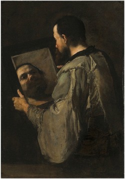 theories-of:  Jusepe de Ribera, lo Spagnoletto  A philosopher holding a mirror 