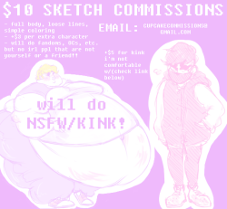 poundcakeprince:  hello im an unemployed autistic mentally/chronically ill nonbinary boy and long story short im fuckin broke!!soo im doing sketch commissions bc its all i can muster to do rn. if you have any questions feel free to ask me here, otherwise