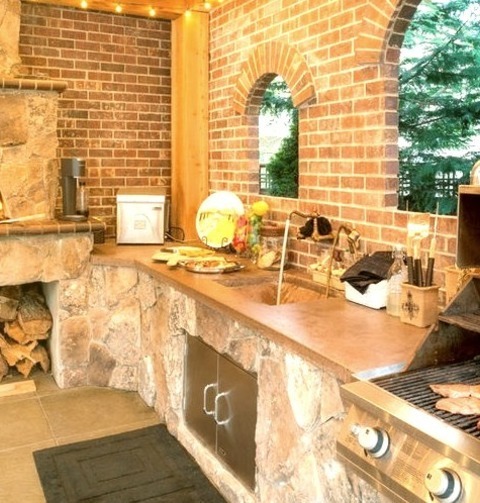 Mediterranean Patio - PatioInspiration For A Mid-sized Mediterranean Concrete Paver Patio Remodel With