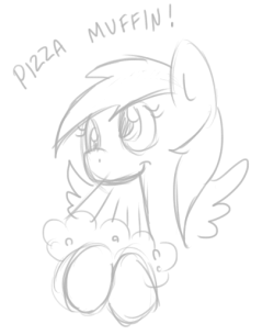 paperderp:  Derpy eating a pizza-muffin by