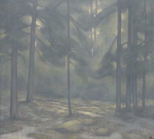 thunderstruck9:Peter Frie (Swedish, b. 1947), Skogsglänta [Glade]. Oil on canvas, 100 x 110 cm.