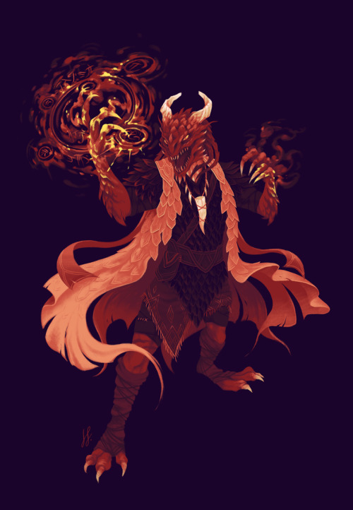 janisjoy:Hi everyone! I’m back from a lovely holiday! This good looking dragonborn sorcerer is cal