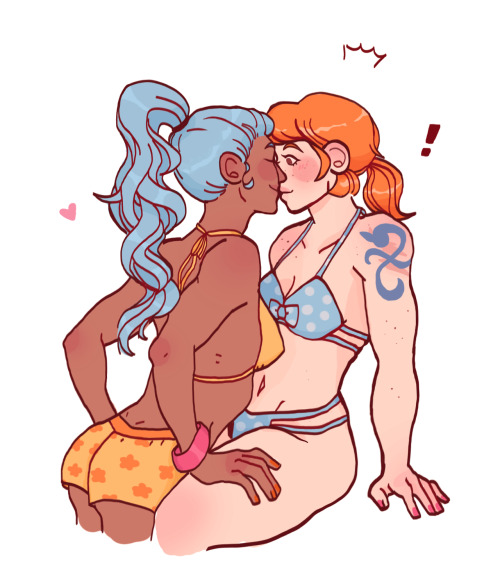 dollcedraws:@mathemayjicks surprise kiss!! are they at the beach or the pools? or just swimming off 