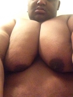mantitsluvmuscle:  Fresh out the shower. Just a little moob loving before bed  Moobs give me life