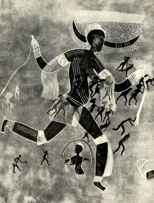 The Lady of Aouanrhet, Horned Goddess from Tassili cave painting (2500 BCE or older).