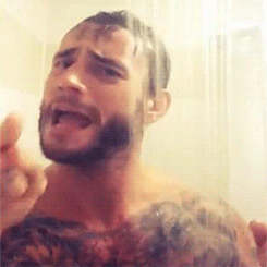 mrssantareigns:  punkedbyambrose-deactivated2014: CM Punk on Less than Jake recruit friends for “My money is on the long shot” video. (x)  :O Punk in the shower…*faints*