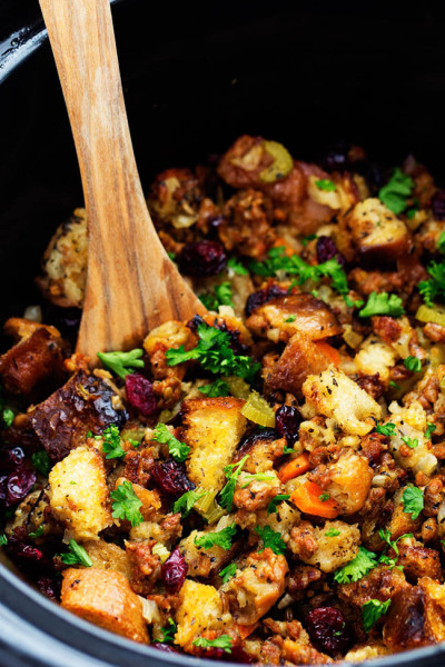 Slow Cooker Sausage Herb Stuffing