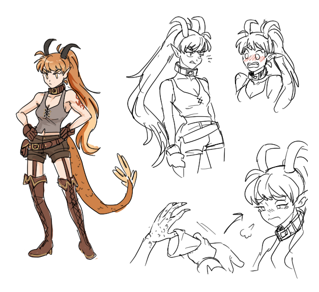 silly doodles of a random tsundere dragon girl