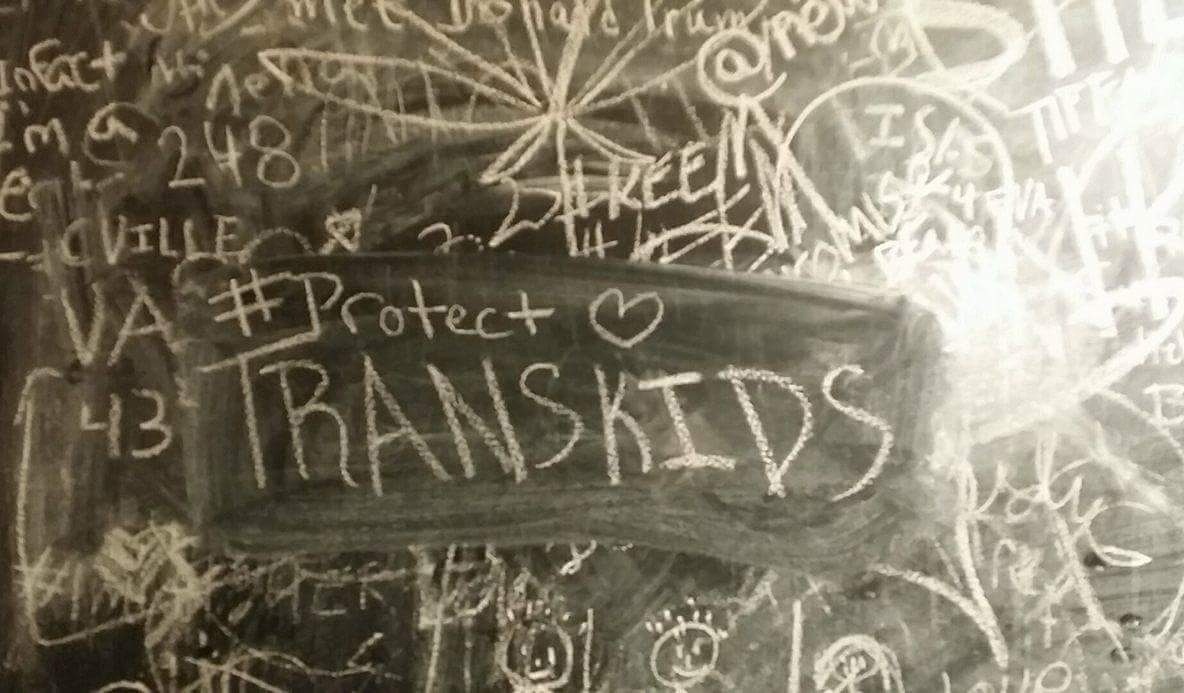 queergraffiti:  “protect trans kids”found in a bathroom in Brooklyn, NYC