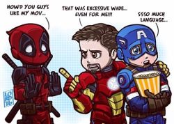 lordmesa-art:  “Excessive” 😜🙊😜🙊😜🙊 Happy F🤐💩🙊ing Saturday!!! @vancityreynolds @deadpoolmovie @robertdowneyjr #deadpool #ryanreynolds #robertdowneyjr #chrisevans #lordmesaart #mangastudioex5