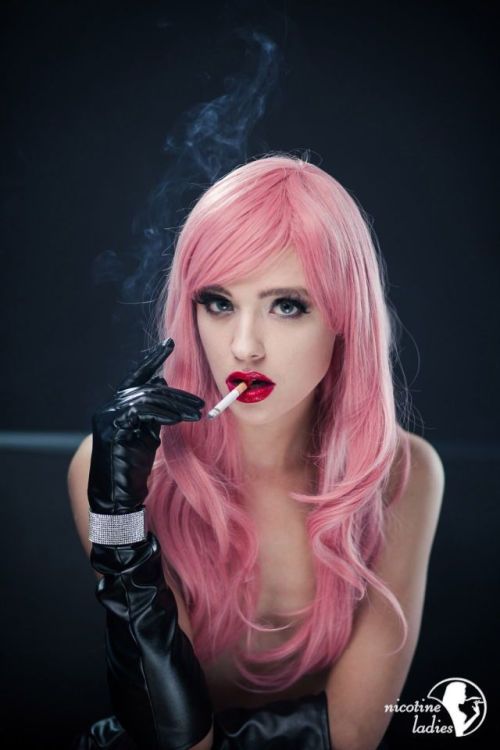 stefano69it: hightarbeauty: Nicotine Ladies - Anastasia in Pink Stupenda Hot pink red lips