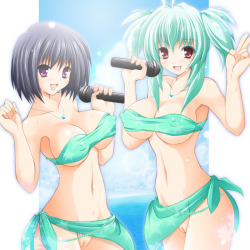 yoshicko-uncensored-hentai:  Swimsuit + Yuri Reqest :kirisaki kyouko (toloveru) &amp; run elsie jewelria by womi