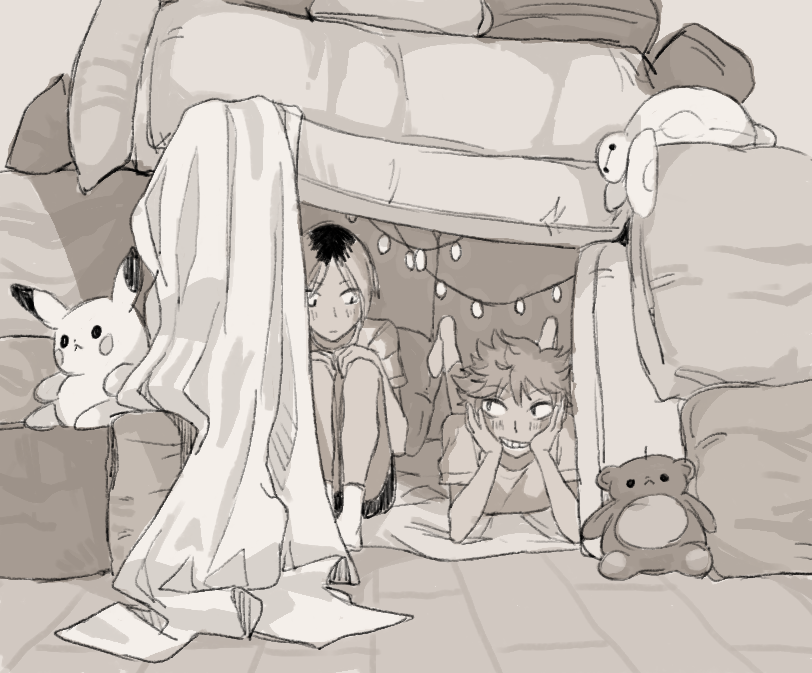 ohmilk:  kenhina… pillow fort ; o ; for kas! so here’s another doodle 