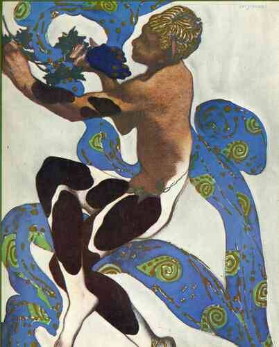 artist-leon-bakst: Nijinsky’s Faun Costume in ‘L'Apres Midi d'un Faune’ by Claude 