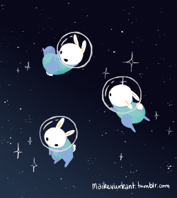 maikevierkant:  Made some space bunnies for my twitter. Edit: Prints and more now available on Redbubble and society6! Space Foxes ☆ Space Turtles ☆ Space Koalas ☆ Space Piggies ☆ Little Space Fox ☆ Space Fawn ☆ Space Penguins ☆ Red Space