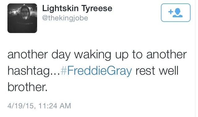 krxs10:  UNARMED BLACK MAN KILLED IN POLICE CUSTODY  On April 12, Freddie Gray, healthy