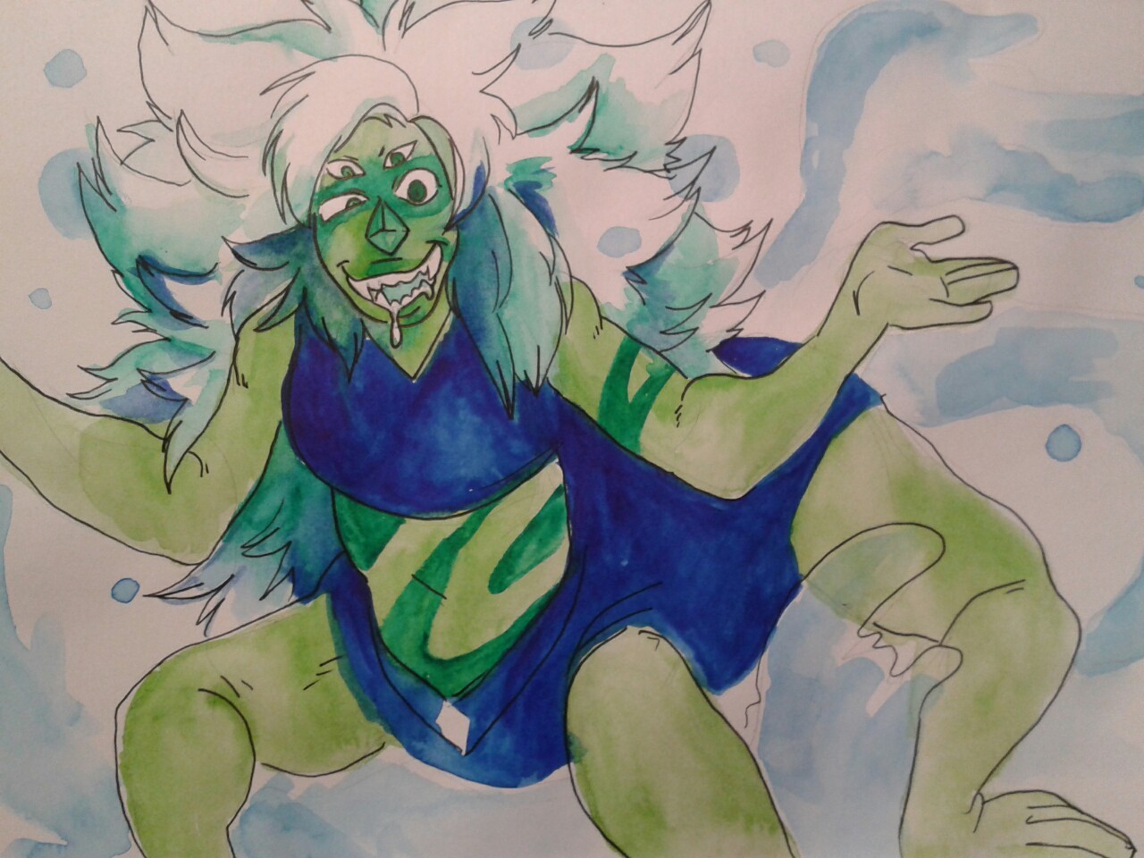 ozo-blog:  Another malachite I did earlier today to try out water colours for the