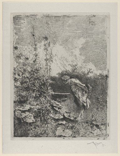 met-drawings-prints:The botanist:a man in a garden examining its contents by Mariano Fortuny, 1838–1