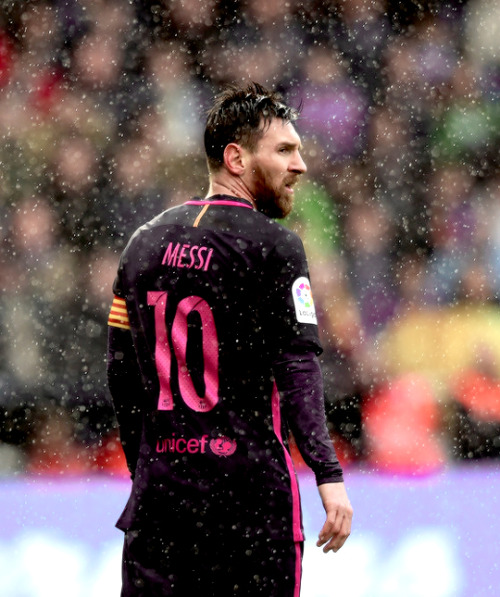 dailyfcb:Lionel Messi looks on during the Spanish league footbal match RC Deportivo de la Coruna vs 