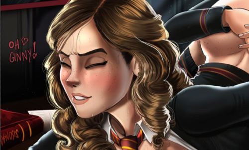 shadbase:  New Picture of Hermione X Ginny up on Shadbase. This is in their final Hogwarts year, where they are seniors (18+)  < |D’‘‘‘
