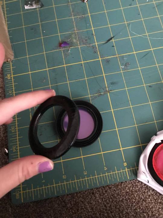 things you will need! -a spandex/lyrca white mask -black curtain grommets (I used Dritz, make sure they are 1 and 9/16 of an inch, but I’m sure there are other brands) -some kind of acrylic glue. please do NOT use super glue or really any other kind