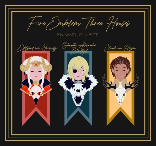 cinderpath:My fire emblem three houses pins are now available for pre order! These pins are sold individually or as  set, with the set having FREE SHIPPING until pre orders close on September 6th!Over at my etsy: https://www.etsy.com/ca/shop/UltraHoneyLTD