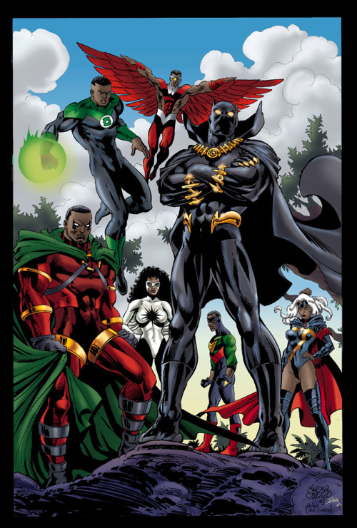 superheroesincolor: Black Panther and Crew  Art by Sergio Cariello Get the Black Panther comics