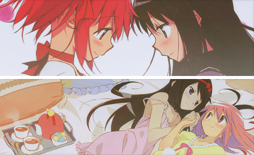 super-villains:  FEMSLASH FEBRUARY FOREVER (♥)↳ Madoka Kaname x Homura Akemi (Puella Magi Madoka Magica), requested by giantalbinowalrus 